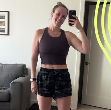 two images of a person in athletic wear one indoors and one outdoors