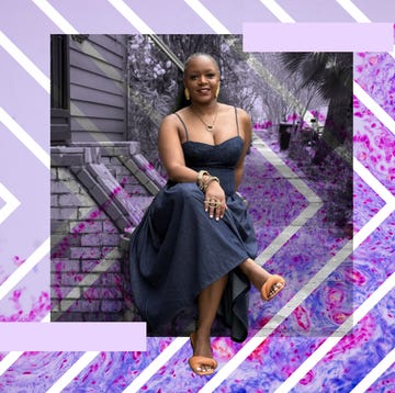 the author sits on a stoop