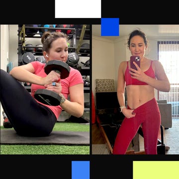 three images showcasing fitness progress and exercise poses