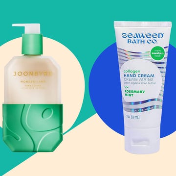 three hand creams displayed against a colorful background