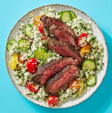 seared steak with cauliflower tabbouleh