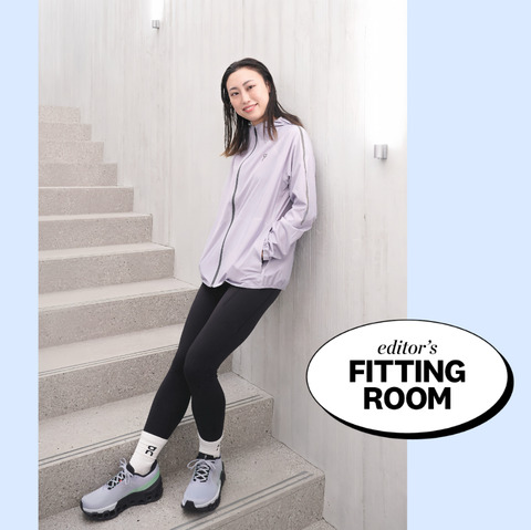 fashionable activewear display with shoes highlighted